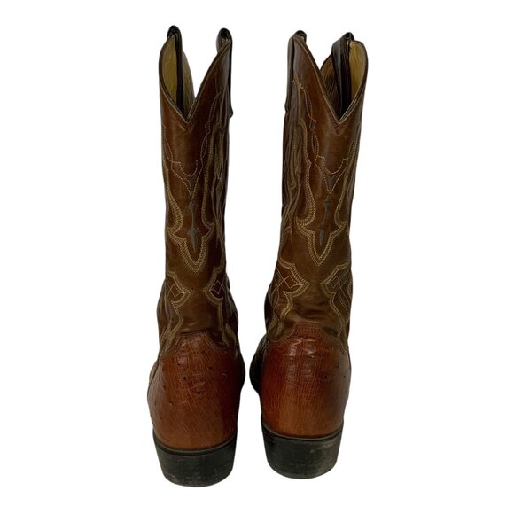 Tony Lama Mens Cognac Smooth Quill Ostrich Western Boots Size 11D Cowboy Boots - Picture 3 of 11